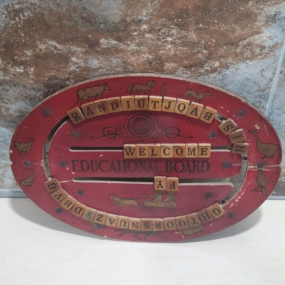 Vintage Cress Educational Board Reversible Red Oval Educational Toy - Picture 3 of 12